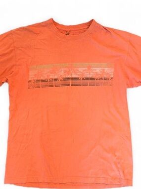 Newport Blue Orange Palm-Stripe Short Sleeve Tee